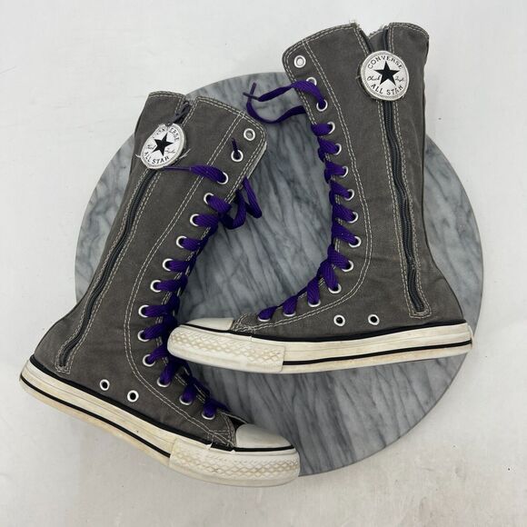 Converse Super High Top Sneakers Juniors 1 Gray Chuck Taylor All Star Calf Knee - Picture 6 of 12